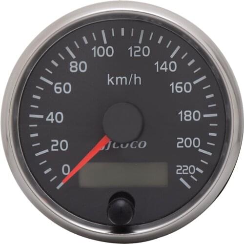 12V/24V Universal 85mm Speedometer 220km/h Speed Gauge Meter With White/Amber Backlight With LCD For Car Truck Boat Motor