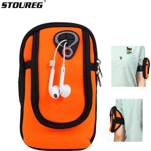 Outdoor Waterproof Running Arm Bag,Unisex Double Pocket Sports Cycling Mobile Phone Armband Bag,5.5 Inch Hiking Storage Arm Bag