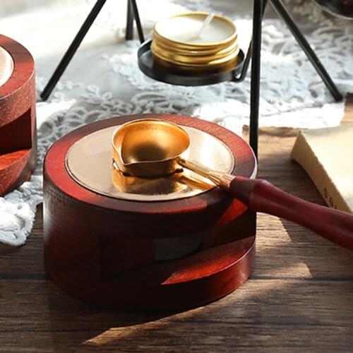 Retro Wax Seal Solid Wood Melting Oven Furnace Wax Pot Beads Sticks Heater Wax Warmer Decorative Craft for Candle Stamp