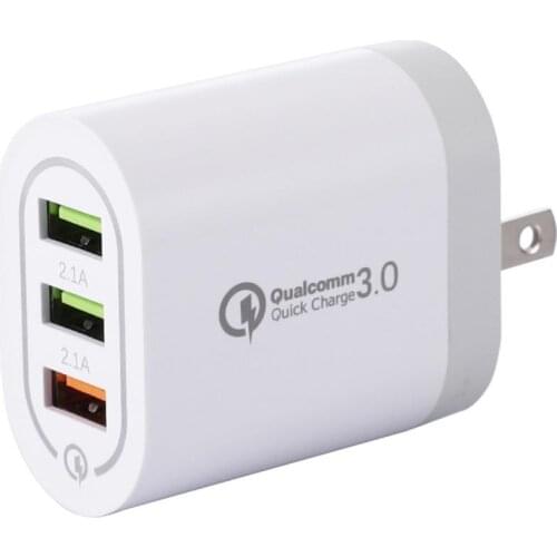 Portable Travel 3 USB Port QC 3.0 Fast Charging Wall Plug-in Charger Adapter