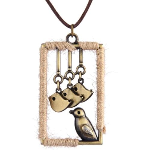 Johnature Alloy Little bird Pendant Original 2020 New National Trend Handmade Necklace Vintage Women Hangings