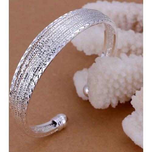 Silver Color Bracelets For Women Wholesale Free Shipping Charm Christmas Gifts Fashion Silver Jewelry Line Bangle KN-B145