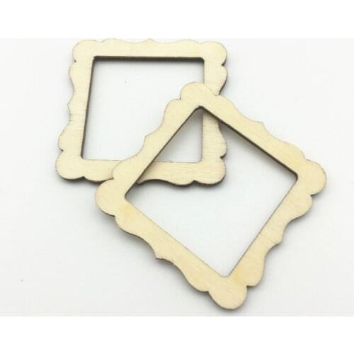 100pcs 50x50mm Garland Square Wooden Shape Vintage DIY Mini Frame Embellishments For Scrapbooking Crafts Wind Chimes Decorations