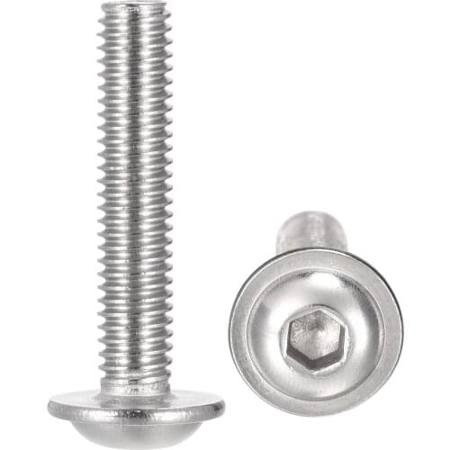 Uxcell M6x30mm 304 Stainless Steel Flanged Button Head Socket Cap Screws 20 Pcs