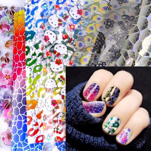 YZWLE 20 Designs Nail Art Foils Laser Shinning Mixed Beauty Transfer Tips Sticker Craft DIY Universe Decorations