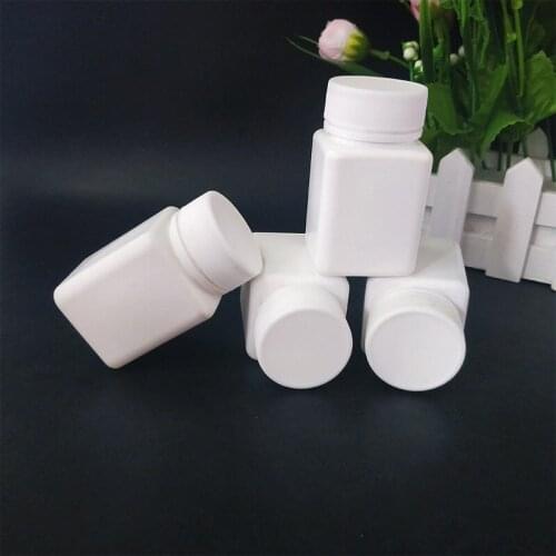 300pcs 50ml Plastic Pill Bottles Square Shape Tablet bottle with cap Medicine Capsule Bottle NO166