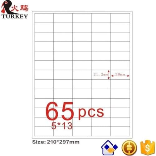 3250pcs A4 sticker Sheets 38mm x 21.2mm Matt Self-adhesive Sticker Blank Address Label 65-up in A4 GL-39