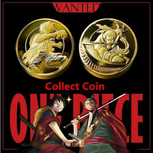 Anime One Piece Collect Coin Monkey D Luffy Roronoa Zoro Cosplay Badge Logo Golden Coin Originality Funny Fancy Christmas Gift