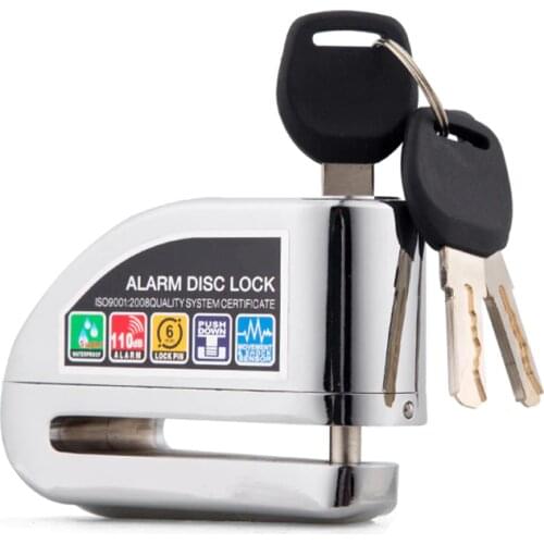 Motorcycle Disc Lock - Anti Theft Disc Lock Motorcycle Alarm with 110db Alarm Sound, Reminder Cable, 3 Keys, Storage Bag