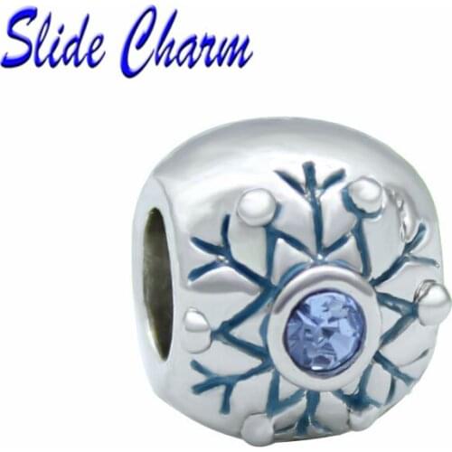 European blue crystal snowflake charm beads suitable for Pandora bracelet original jewelry production