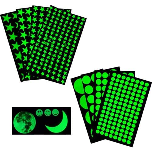 Fluorescent Stars Moons Wall Stickers Decals 3D Glowing in the Dark Luminous Ceiling Decors for Children Boys Girls Room