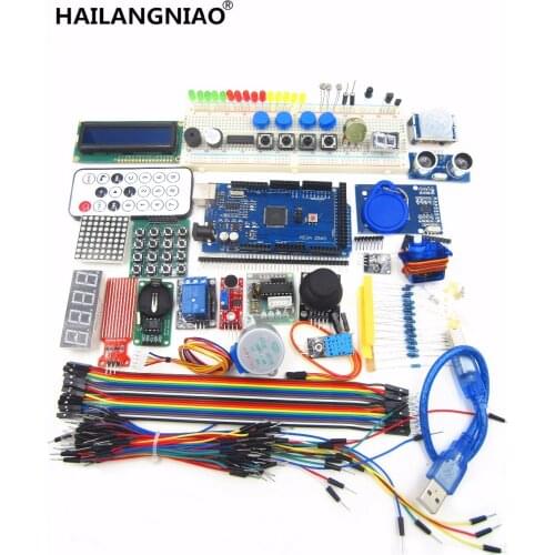HAILANGNIAO 1set mega 2560 r3 starter kit motor servo RFID Ultrasonic Ranging relay LCD for