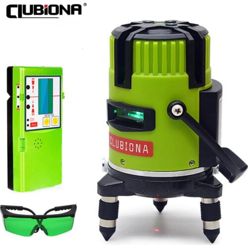 CLUBIONA 3 or 5 Lines with 1 Plumb Dot Green Beam Laser Level Horizontal & Vertlcal Self-Leveling Lines Separately Outdoor Mode