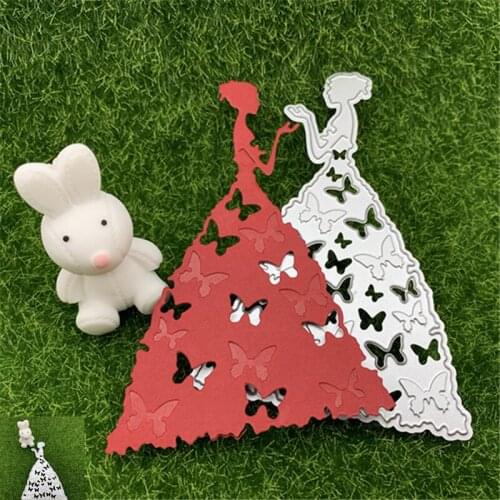 Butterfly Dress Evening Dress Wedding Girl Hand Embossed DIY Album Scrapbook Greeting Card Decoration Metal Embossing Mould