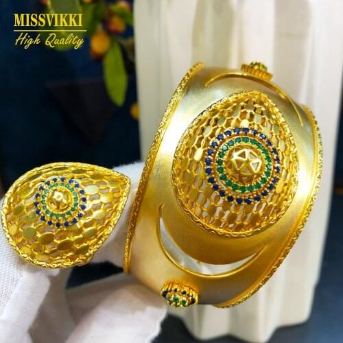 Missvikki Luxury Gorgeous Necklace Earrings Bangle Earrings Jewelry Set for Bridal Women Wedding Party Show Jewelry High Quality