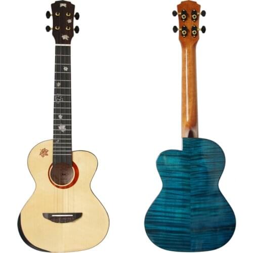 Mr.mai MDT Ukulele Tenor 26 inches Solid Spruce Gloss Finish With Hard Case/Tuner/Belt/Capo