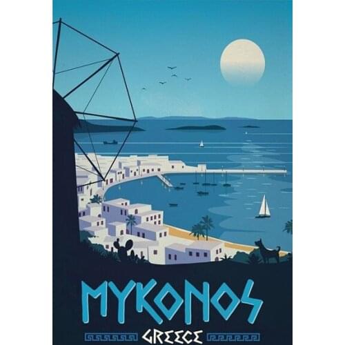 Mykonos Greece Retro Metal Tin Sign ,Mykonos Greece Tin Sign Wall Plaque Art Poster