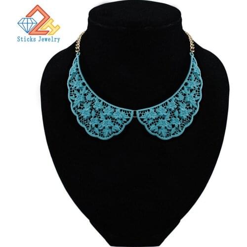 Lace Charm Necklace Vintage Steampunk Necklace Blue Lace Painted Necklace Popular Jewelry Factory Direct Free Shipping