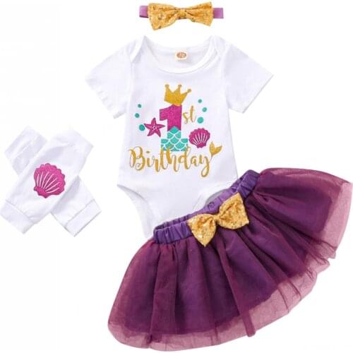 4Pcs Summer One Year Baby Girl Dress Party Girls Tutu Dress Toddler Kids Clothes Baby 1st Birthday Outfits infantil vestido
