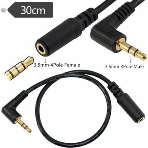 ERE 90 Degree Right Angled 3.5mm 3pole Audio Stereo Male to 3.5mm 4 Pole Female Extension Cable