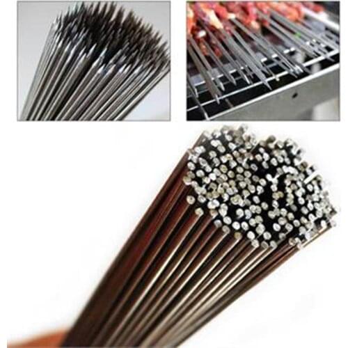 50pcs Stainless Steel Barbecue BBQ Skewers Needle Kebab Kabob Sticks For Outdoor Camping Picnic Tools 35cm