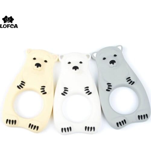 LOFCA Polar Bear Silicone Teether Food Grade Baby Silicone Teething Toy Pendant Baby Oral Care Pacifier Clips Making Accessories