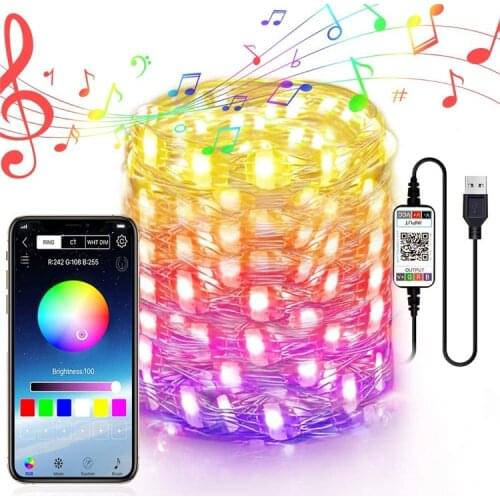 2M-20M LED Strip Smart Lamp Bluetooth Waterproof Light USB Christmas Tree Decoration Light Outdoor Holiday Color Music Light