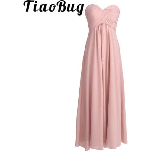 TiaoBug 2020 Wedding Formal Bridesmaid Dress Pink Long Chiffon Elegant Bridesmaid Dress Vestido de Festa de Floor Lady Dresses