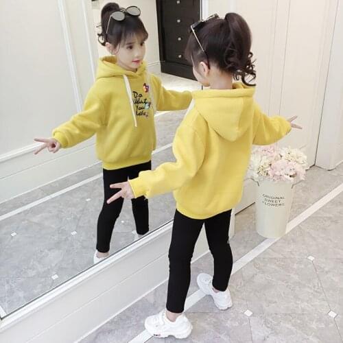 Girls' Hoodies Sweatshirts Kids Outwear 2021 Hot Sale Velvet Thicken Warm Winter Autumn Cotton Fleece Outdoor Childrens Clothin