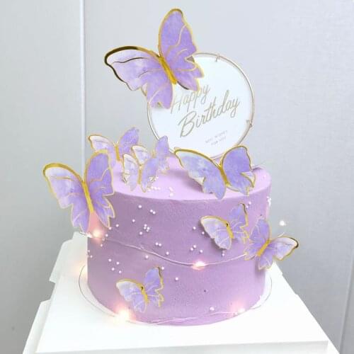 Happy Birthday Cake Topper Butterfly Cake Decoration Baby Shower Wedding Birthday Party Decor Dessert Cupcake Topper Supplies