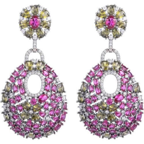 Bilincolor Red Cubic Zirconia Heavy Luxury Drop Earring for Women