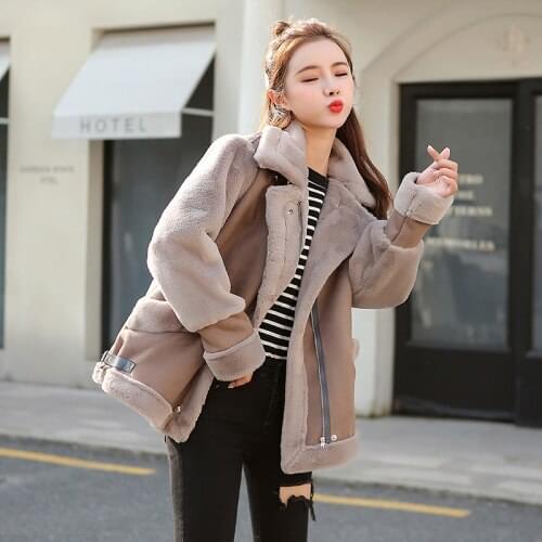 Women Thick Loose Fur Pu Jacket Coat 2020 Winter Female Warm Solid Color Oversized Coat Women Turndown Collar Jackets