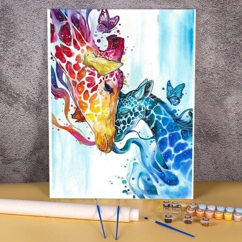 Animal Giraffe DIY Painting By Numbers Kit Acrylic Paints 40*50 Canvas Painting Wall Paintings Kids Handiwork Drawing