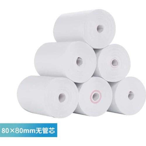 1Roll Coreless receipt paper 80*80 front desk cash register paper supermarket takeaway pos printing paper 58mm thermal paper