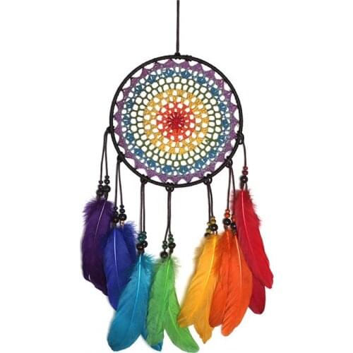 1pcs Original Indian Pendant Dream Decoration Rainbow Color Mixed Feather Home Decor Pendant Wedding Decoration Girls Room Decor
