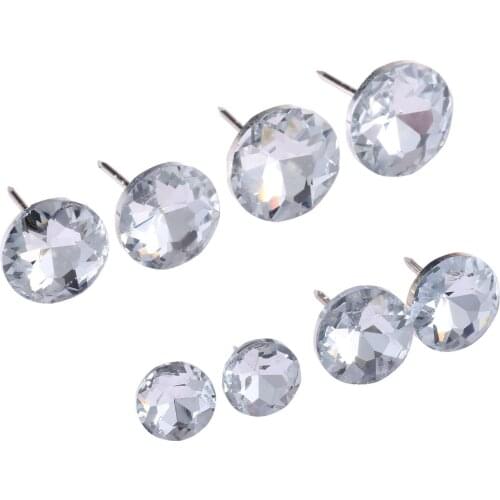 10Pcs Diamond Crystal Upholstery Nails Button Tacks Studs Pins 14/18/20/22mm Sofa Wall Decoration Furniture Sewing Accessory