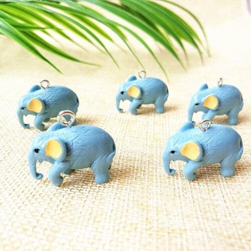 10pcs Elephant Resin Charms Pendant DIY 3D Kawaii Animals Earring Dangle Fit Fashion Jewelry Finding Accessories 26*23mm YZ773