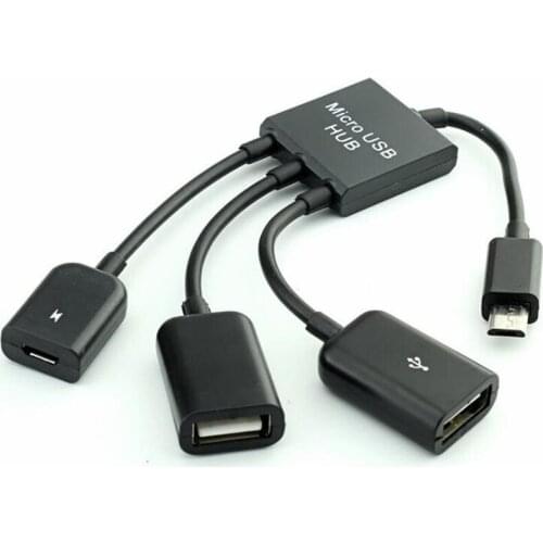 100pcs/lot* 3 in 1 micro usb OTG Hub Cable Connector Spliter 3 Port USB Power Charging Charger adapter For Tab pad mp3