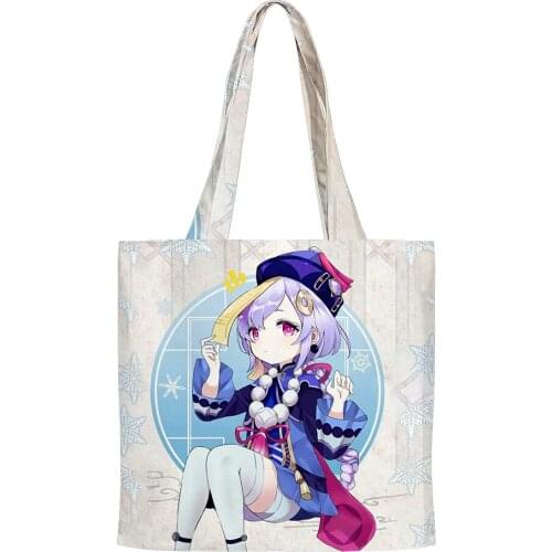 2021 3D Genshin Impact QiQi Merch Tote Bag Unisex Travel shoulder bag Reusable Foldable Shopping Hand bags Collage Book Bag