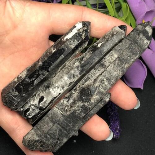 3Pcs Black pure natural irregular tourmaline, beautiful reiki cure