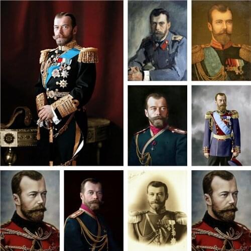 5D DIY Diamond Painting Tsar Nicholas II Of Russia Portrait Full Drill Cross Stitch Kits Mosaic Rhinestone Embroidery Home Decor