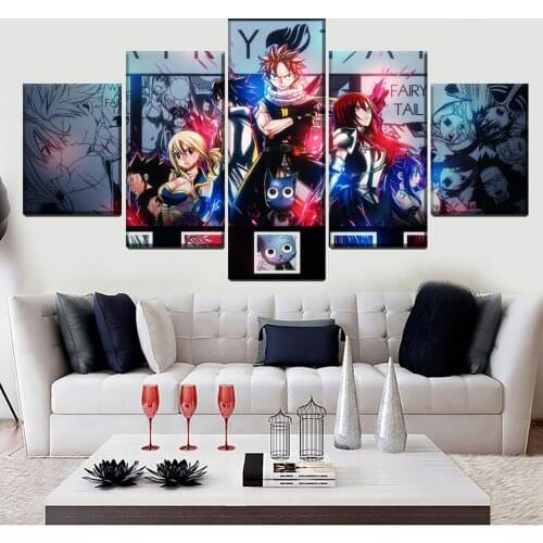 5D DIY Diamond Painting Fairy Tail Art Full Round Drill 5 Pcs Pictures Animation Embroidery Mosaic Cross Stitch Craft Wall Decor