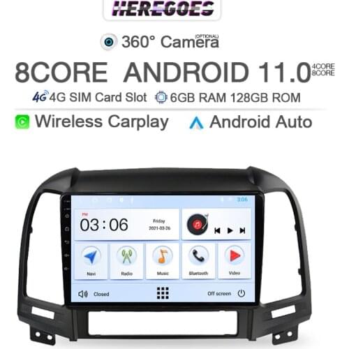 6+128G DSP Android 10 Car DVD Player For Hyundai Santa FE IX45 2006 - 2012 Wireless Carplay 4G LTE GPS Wifi Bluetooth RDS Radio