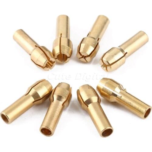 8pcs Mini Brass Collet Drill Chucks kit 1mm/1.6mm/2.3mm/3.2mm Adapter Rotary Tool for DREMEL 1/25" 1/16" 3/32" 1/8" Accessory