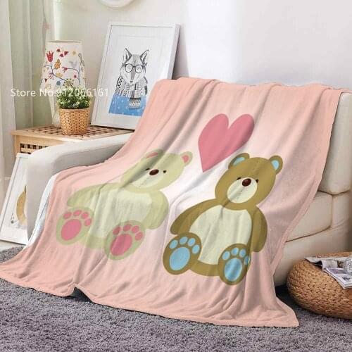 Decorative Bed Blankets Toy Bear Flannel Blanket Love Heart Fleece Blanket For Kids Adults Thermal Blanket Nap Office Blanket