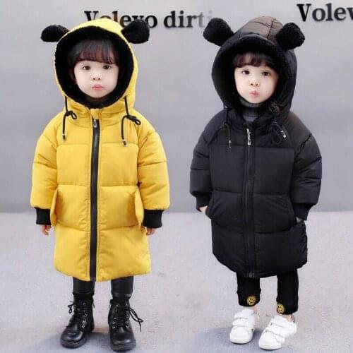 Kids Warm Down Jackets Cotton Jacket Toddler Thick Outerwear Children Clothing Autumn Winter Baby Girls Hooded Coats 3 5 7 9Yrs