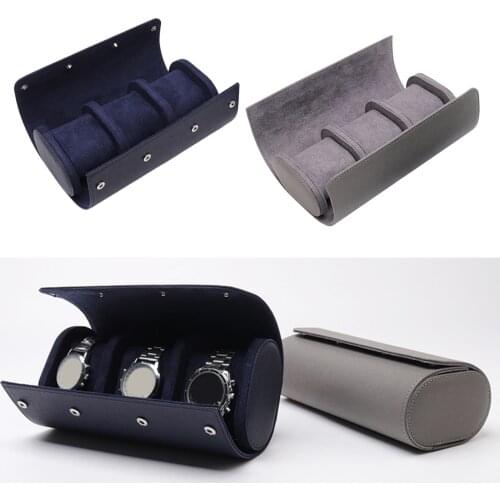 3 Slot Watch Box Men Watch Roll Travel Case Jewelry Bracelets Travel Case Wristwatch Pouch Gift Storage Slid in Out Organizer