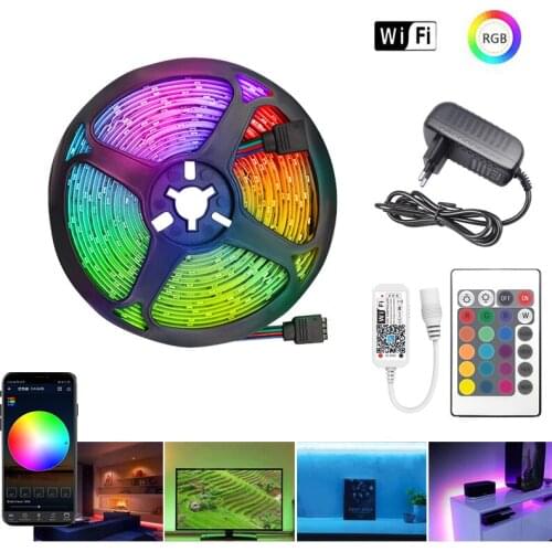 IR WIFI LED Strip Waterproof 5M 15M 20M RGB Led Strip Light 5050 RGB 30 Leds /M Flexible Lighting Ribbon Tape Controller Adapter