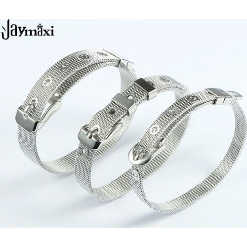 Jaymaxi 21.5cm Net Belt Bracelet Stainless Steel 6mm 8mm 10mm DIY Jewelry Findings 10piece/lot