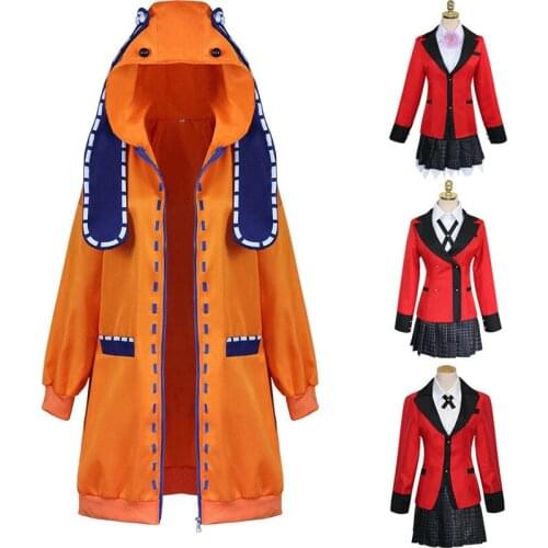 Kakegurui Compulsive Gambler Cosplay Yomoduki Runa Yellow Jacket Jabami Yumeko Momobami Kirari Halloween Cosplay Costume